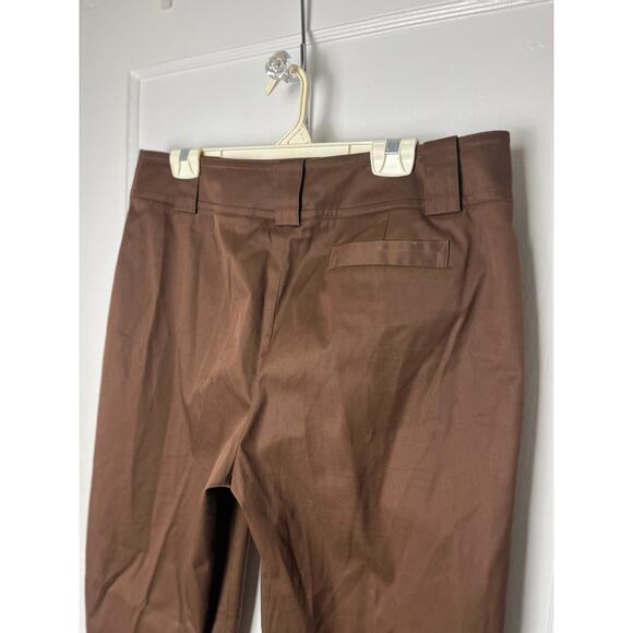 Anne Klein Chocolate Brown Straight Leg Stretch Work Dress Ankle Pants Size 14 - Picture 5 of 9